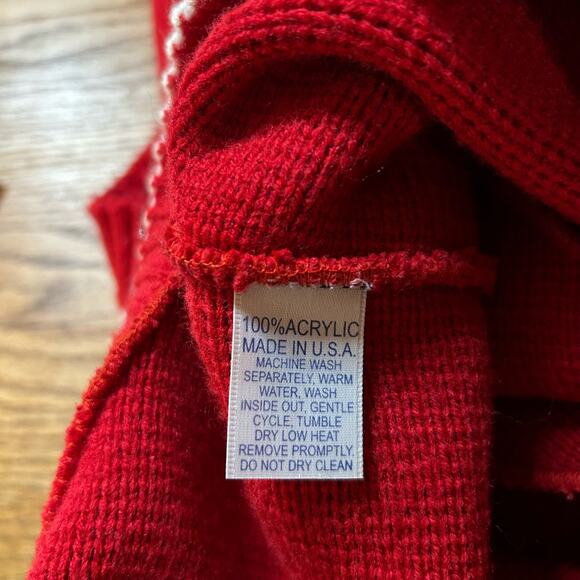 Vtg Jersild Red Acrylic Cardigan Sweater Size Large Fair Isle Button Up USA Made - Picture 3 of 4